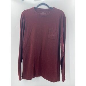 Vineyard Vines Mens Long Sleeve Pocket T-Shirt Burgundy Maroon Whale Logo L